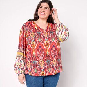 Belle Boho by Kim Gravel Find Your Fire Boho Chic Blouse - Spice Sz L a654087